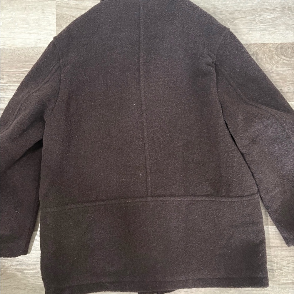 Zara Chocolate Brown Wool-Blend Puffer Coat - Picture 7 of 9